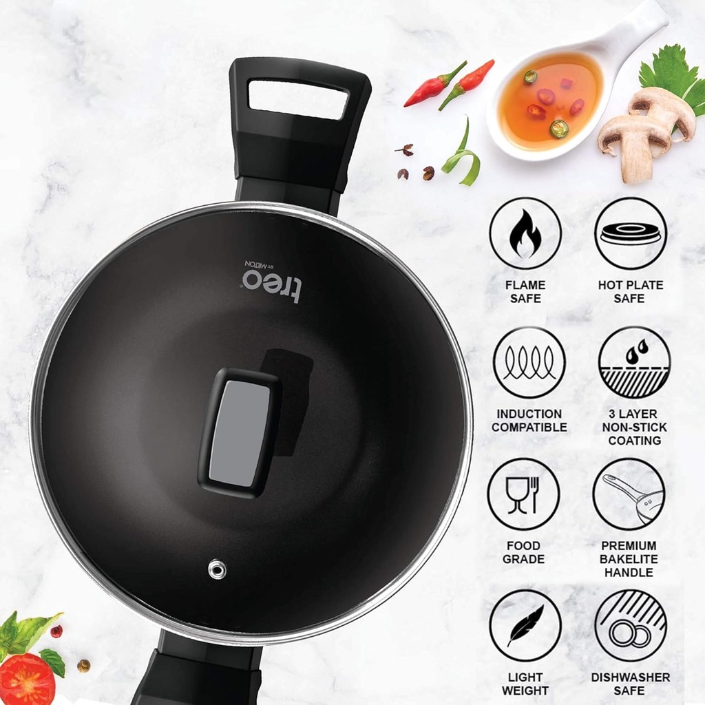 Fry Pan with Lid MILTON Black Pearl - 1.4 l