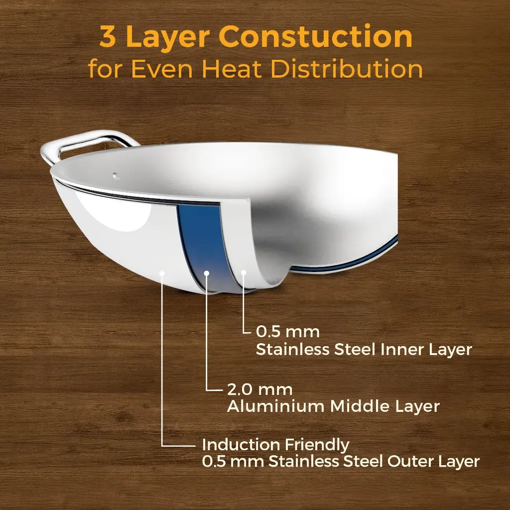 Kadai KENT Tri-Ply with Lid - 24 cm