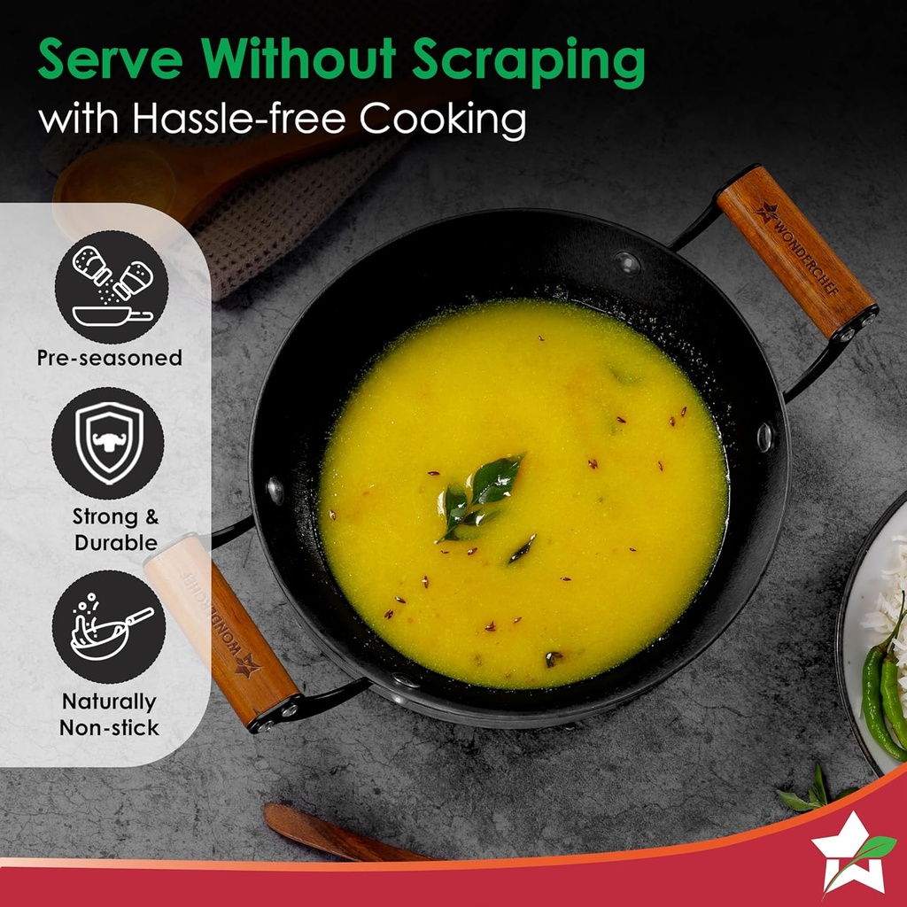 Kadhai 24 cm WONDERCHEF Ferro Light Weight Cast-Iron