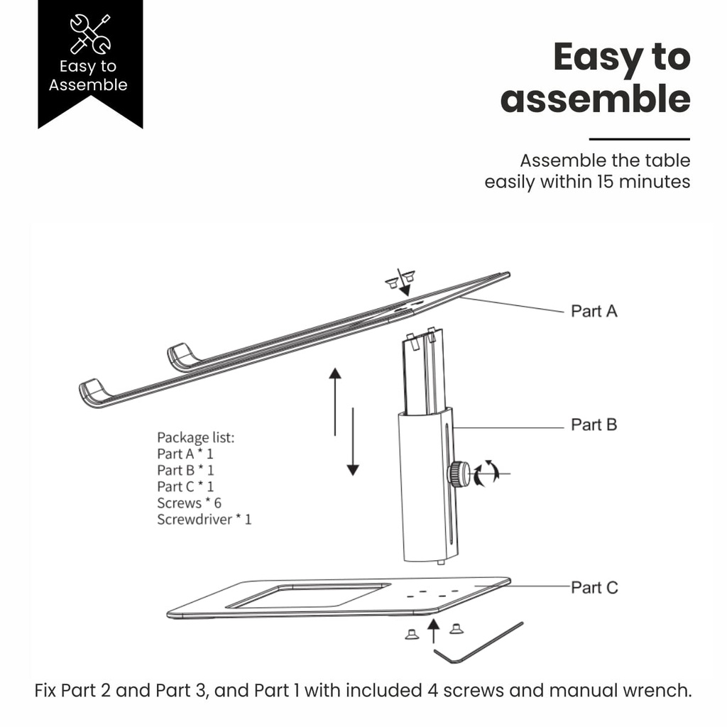 Portable Laptop Stand PORTRONICS My Buddy K5 - 15.6" 