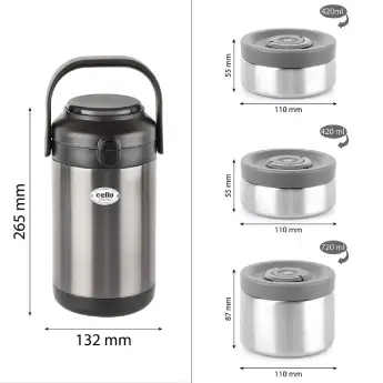 Lunch Box CELLO Fredo 3 with Pouch - Black