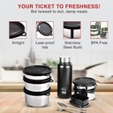 Lunch Box PIGEON Treat Stainless Steel - Black Pack of 4