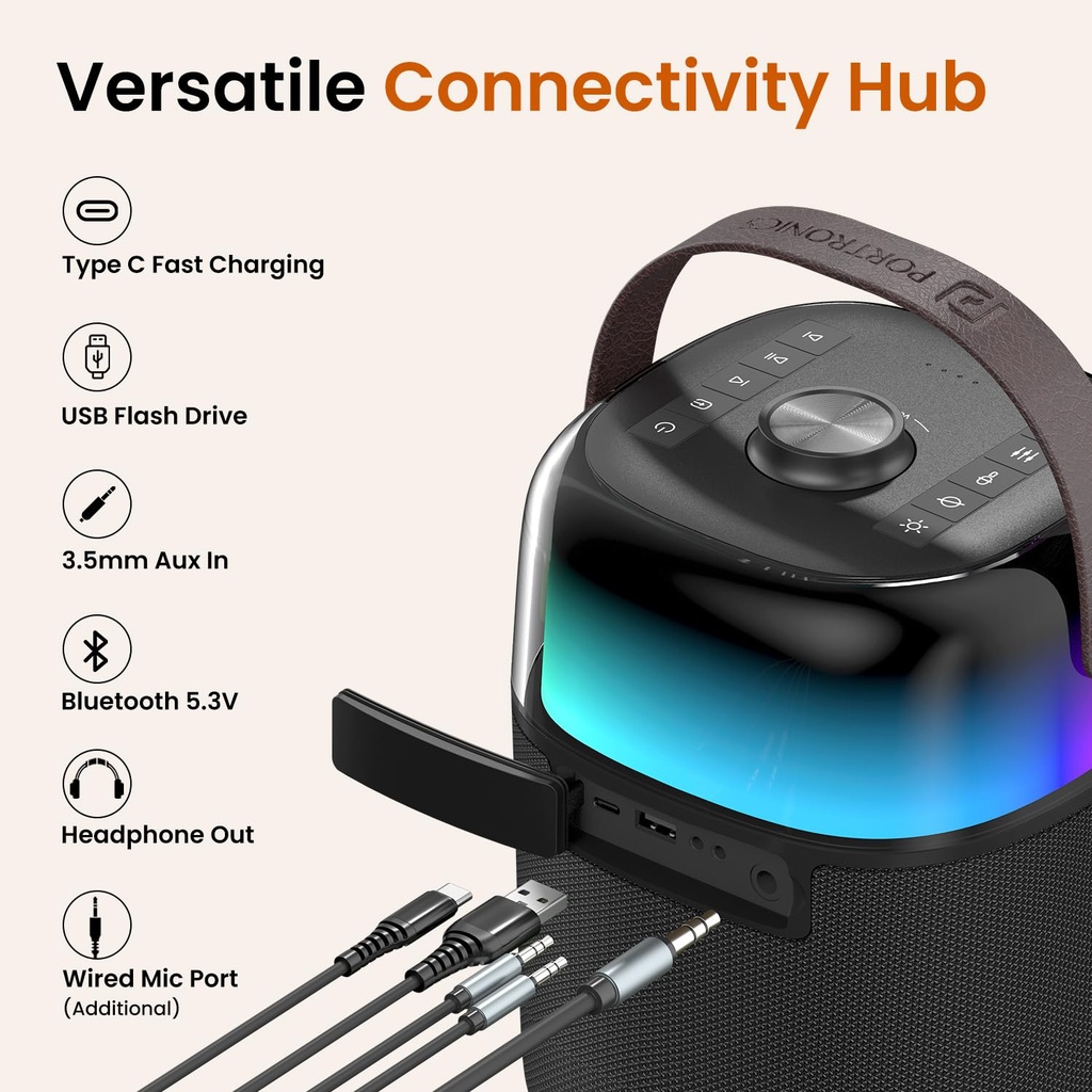 Party Speaker with With Karaoke Mic PORTRONICS Dash 4 - 50 W
