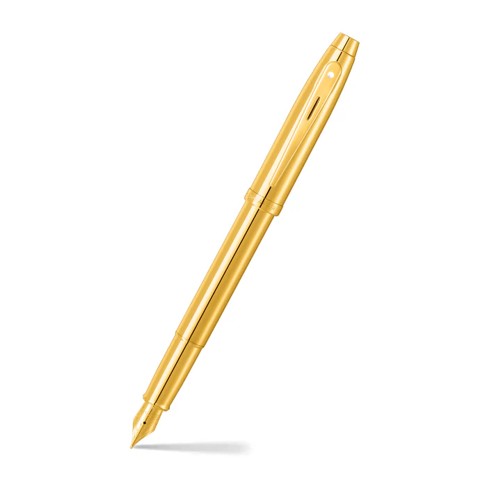 Pen SHEAFFER 100 Fountain Glossy Gold - PVD Gold trim.