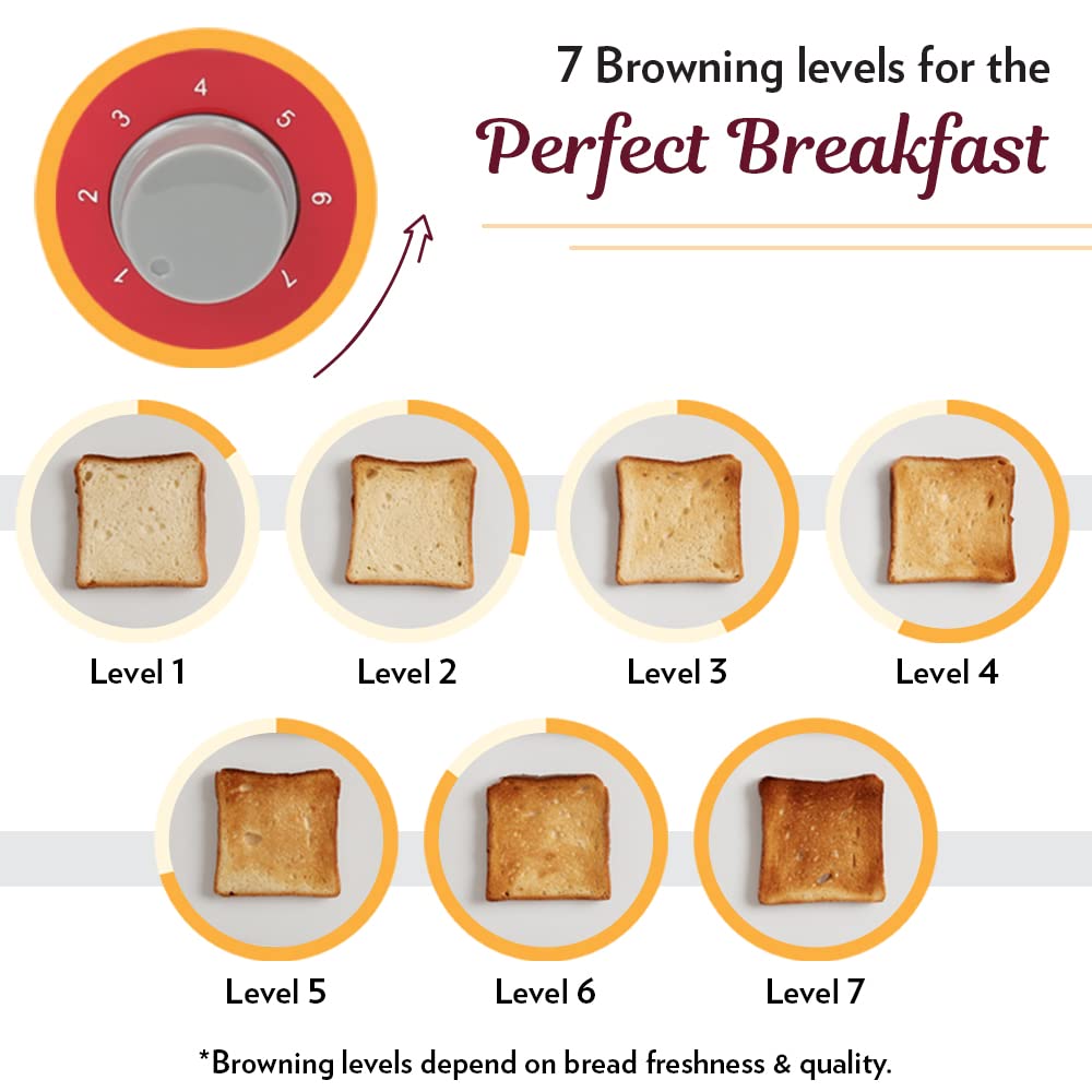 Toaster Griller BOROSIL Krispy Pop-up Red - 800 W