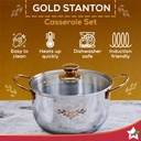 Stainless Steel Cookware WONDERCHEF Gold Stanton Casserole Set 3Pcs