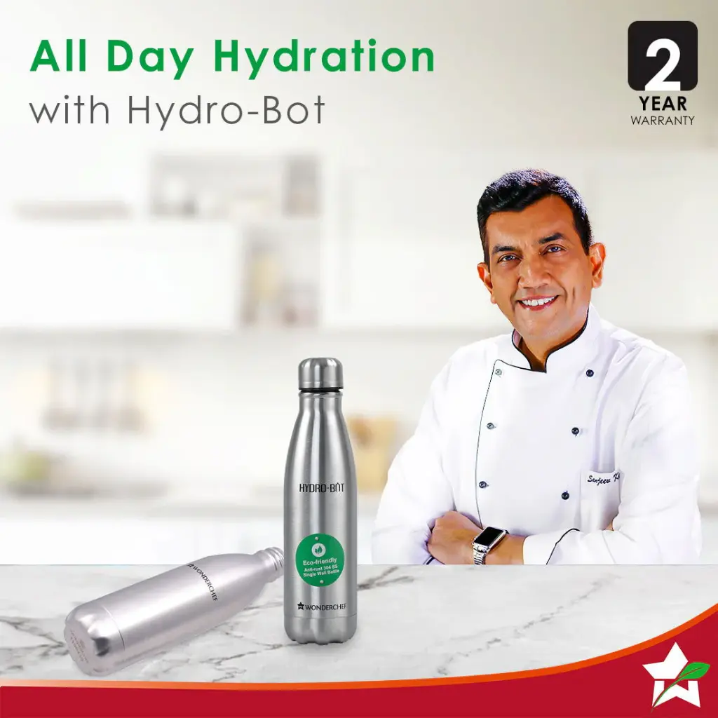 Water Bottle 750 ml WONDERCHEF Hydro Bot (Single Walled)