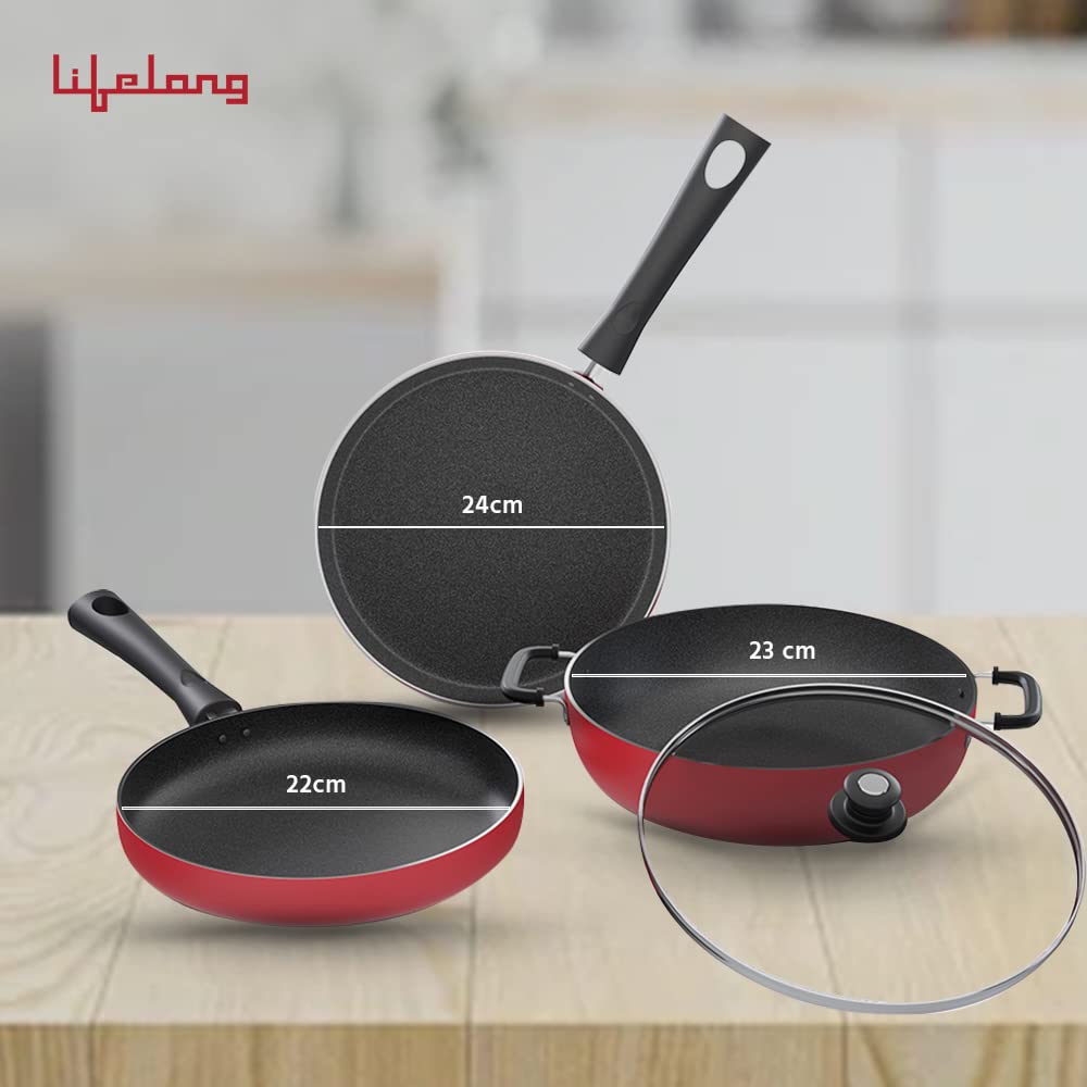 Cookware LIFELONG Induction Base Non Stick - Set of 3