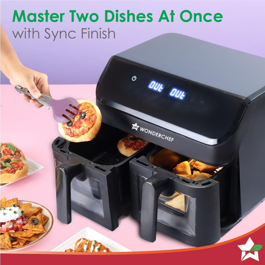 Digital Air Fryers WONDERCHEF Regenta With Dual Basket - 9L