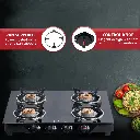 Gas Stove LIFELONG Glass Top - 4 Burner