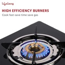 Gas Stove LIFELONG Glass Top - 2 Burner