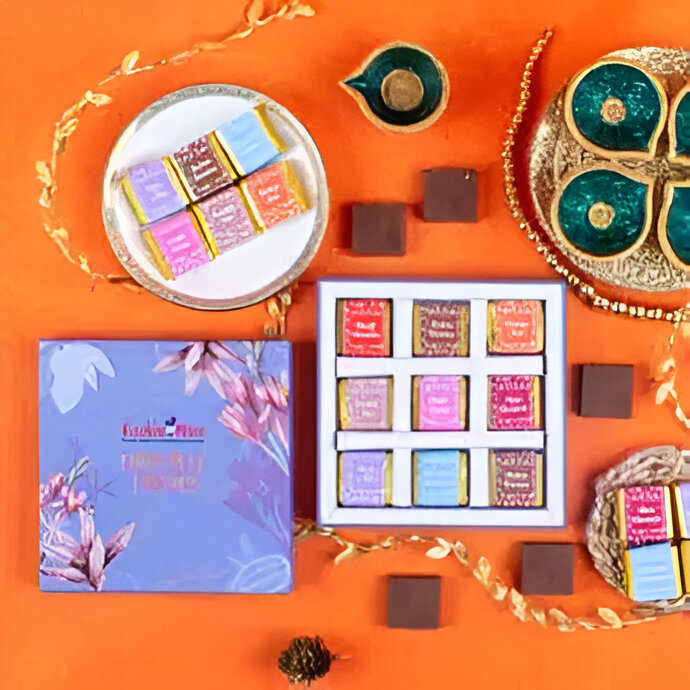 Premium Square Chocolate Range COOKIE MAN 9 Pcs Chocolate Box