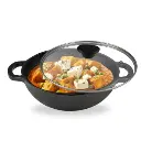 Kadhai with Glass Lid PENCIL Black Cast - 25 cm