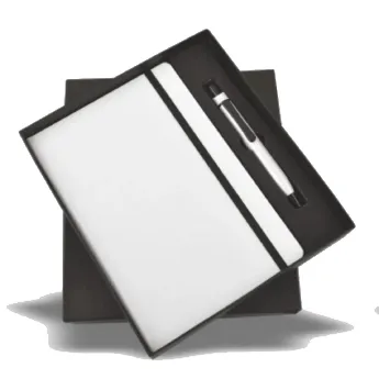 Gift Set WHITE LABEL Pen with Diary - Elastic White