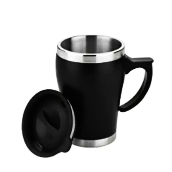 Coffee Mug WHITE LABEL with Handle & Lid - 350 ml