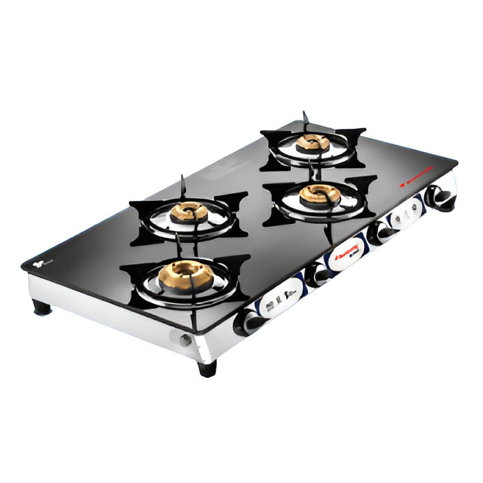 Gas Stove BUTTERFLY Alpha Glass Top - 4 Burner