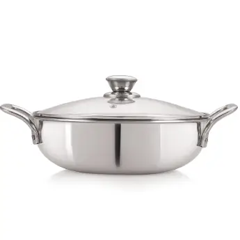 Deep Kadhai with Glass Lid NIRLON Tri-Ply DKD26 - 260 mm