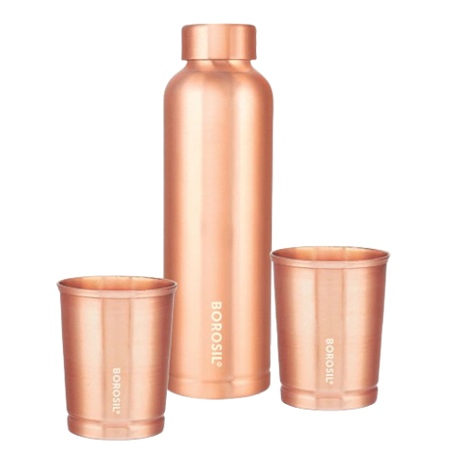 [HDECOCOPERGL] Bottle & Glass Set BOROSIL ECO Copper - 1 l